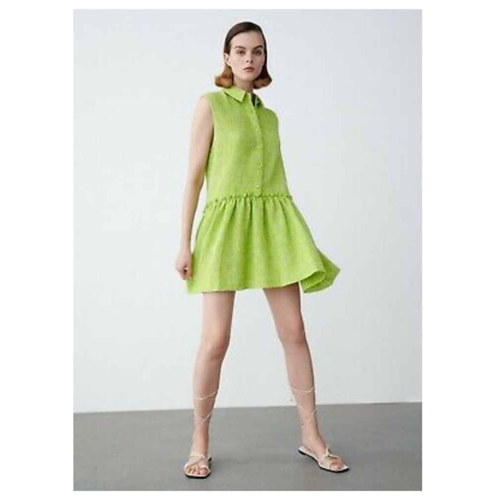 NWT XL Zara Green Tweed Mini Dress